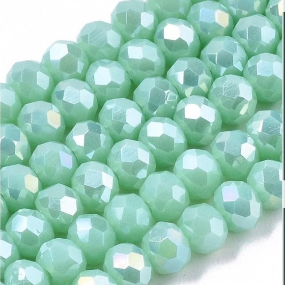 300 AB Milk Mint Green Crystal Glass Briolette Beads DIY JEWELRY MAKING BULK LOT - Picture 8 of 9